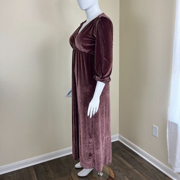 Baltic Born Women's Size XXL Dusty Plum Sadie Velvet Maxi Dress Pullover Party - Picture 10 of 14